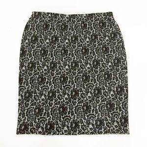 Vince Camuto Black White Lace Look Skirt Size 1X